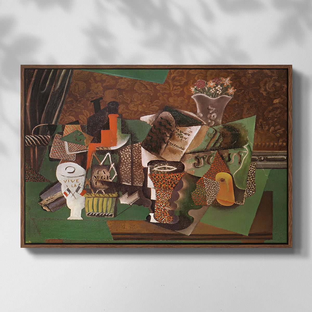 Playing Cards, Glasses, Bottle of Rum: "Vive la France", 1914-1915 - Floater Framed Canvas Print