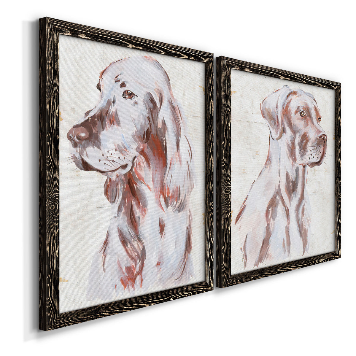 Sitting Dog III - Premium Framed Canvas 2 Piece Set - Ready to Hang