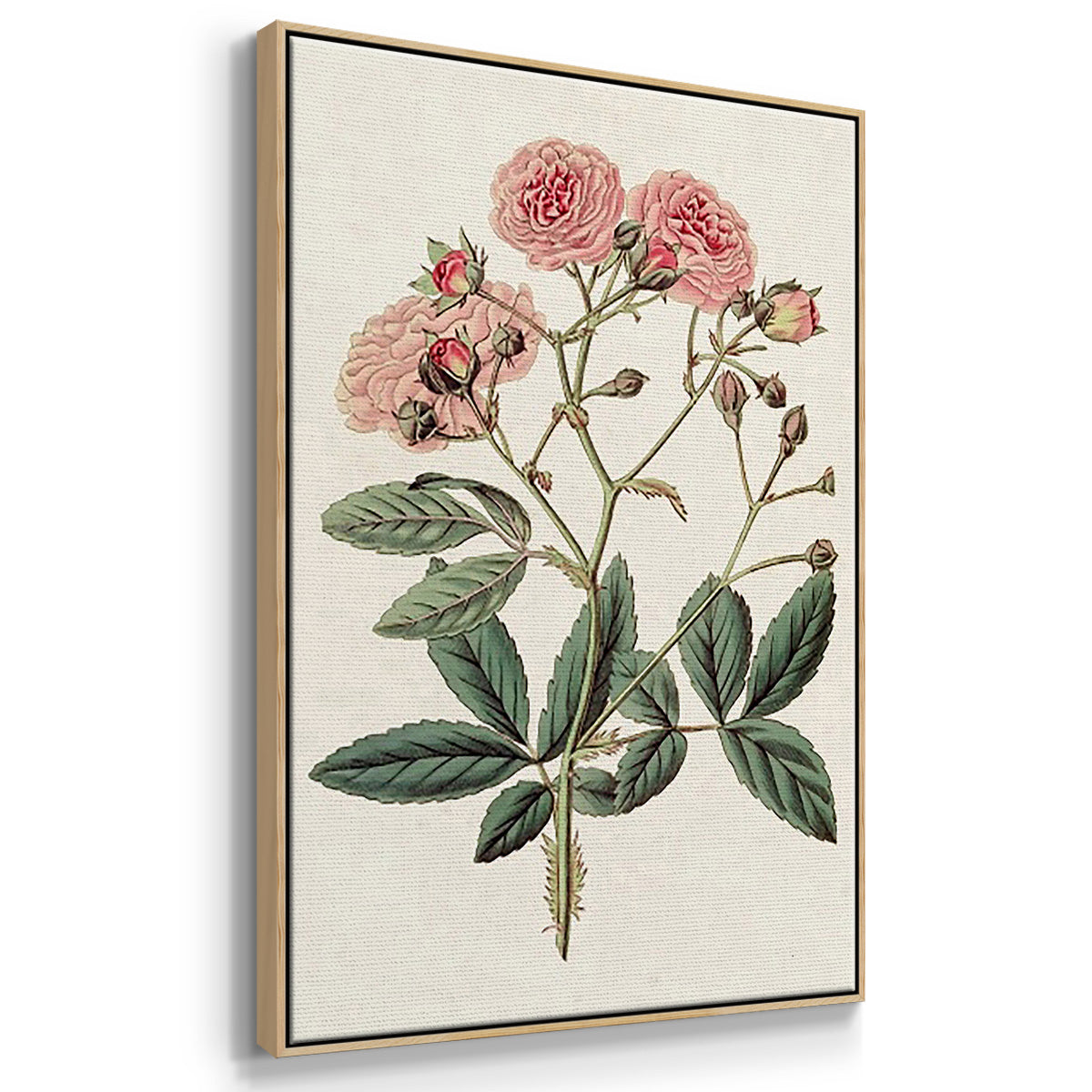 Pink Floral Mix IV - Framed Premium Gallery Wrapped Canvas L Frame 3 Piece Set - Ready to Hang