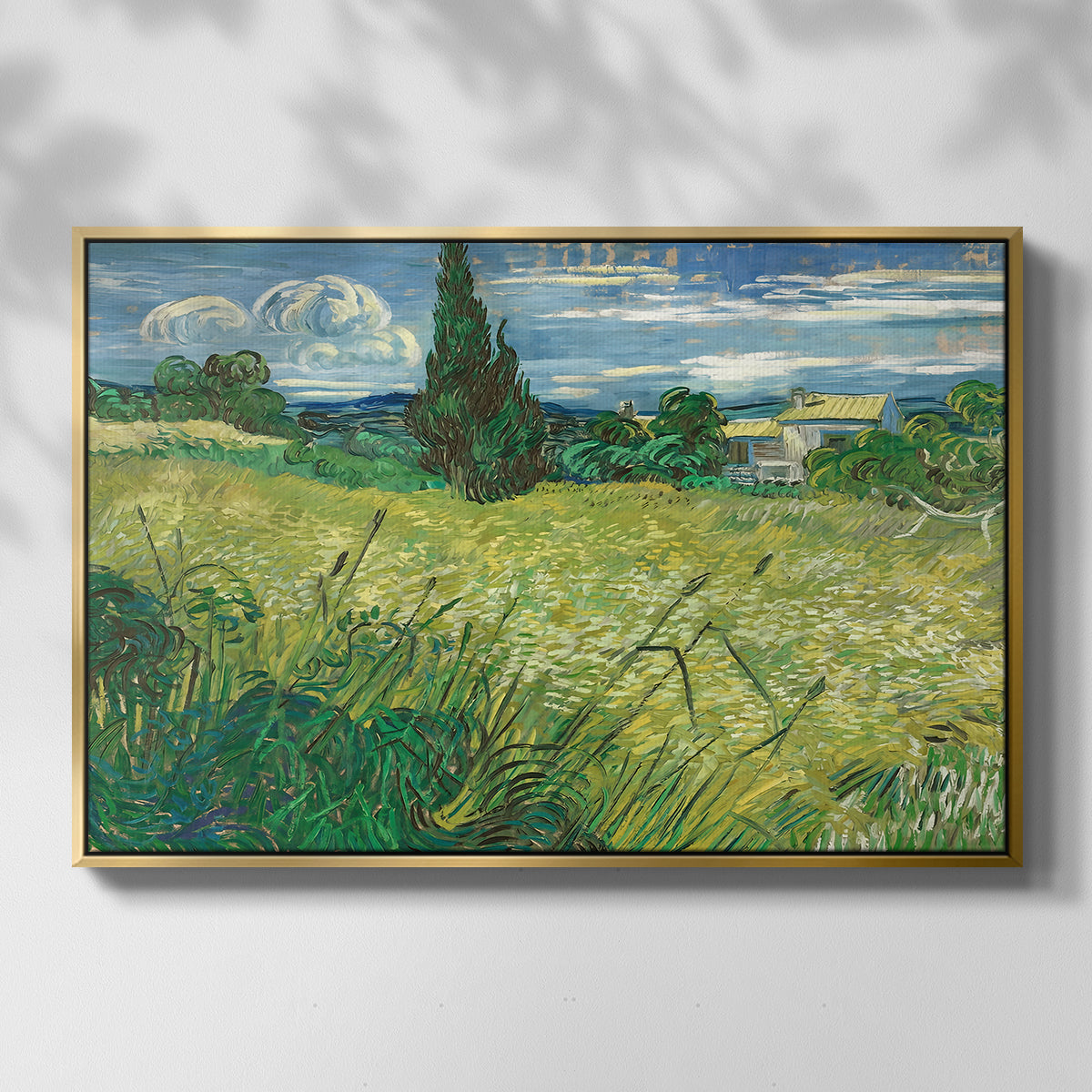 Green Wheat Field with Cypress, 1889 - Floater Framed Canvas Print
