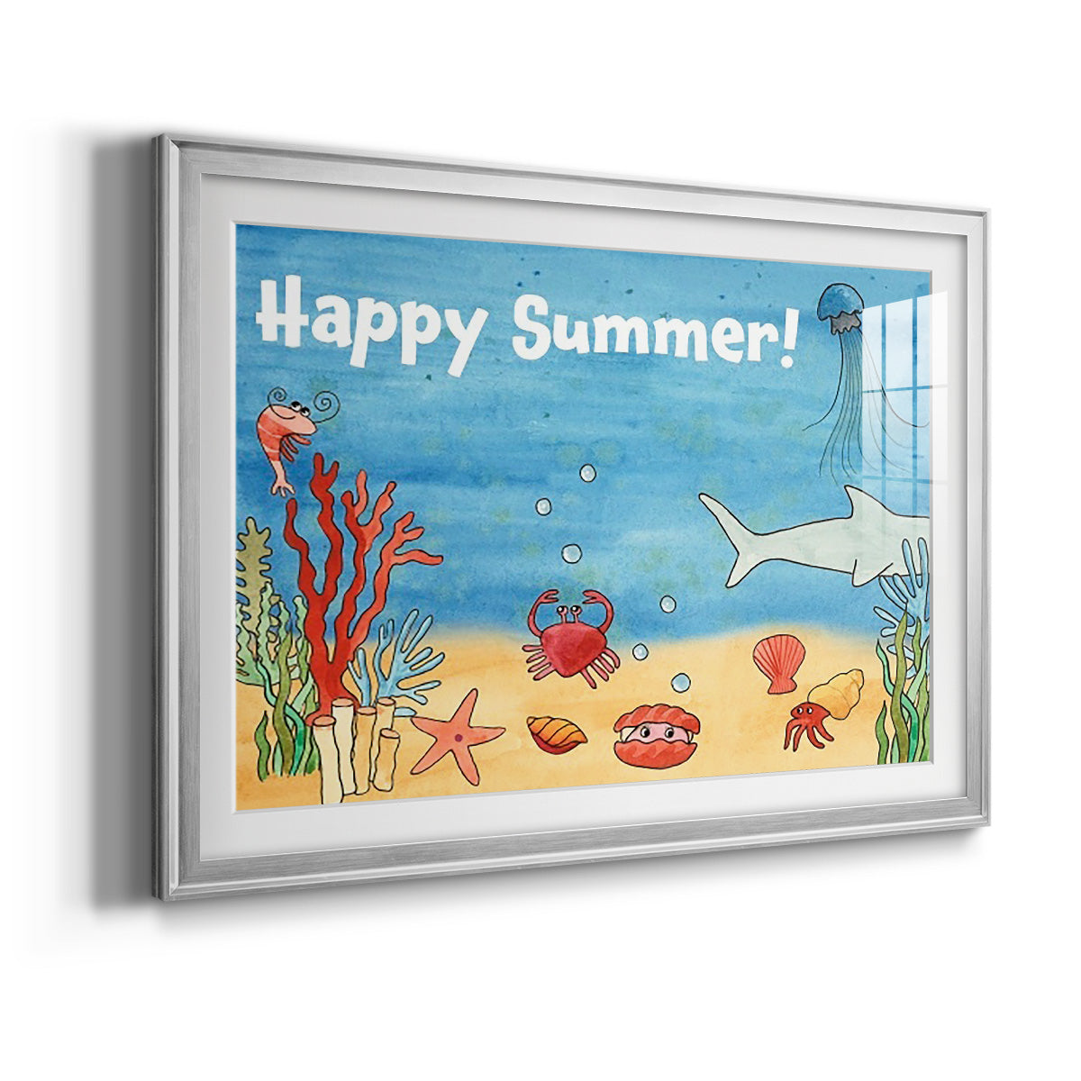 Cute Sea Creatures I - Modern Framed Art Print