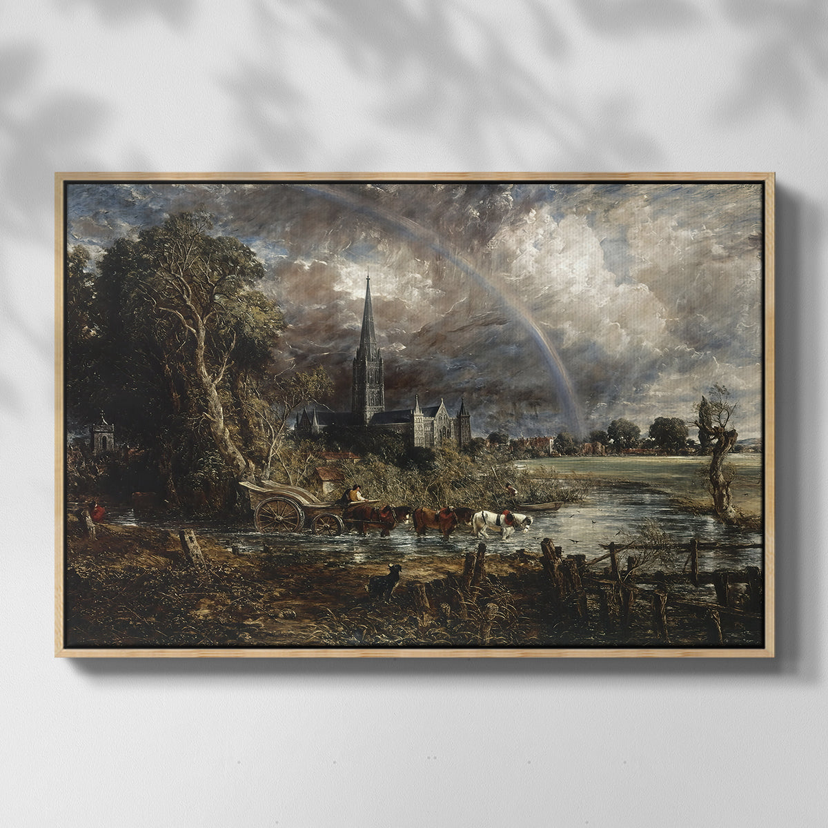 Salisbury Cathedral from the Meadows (Detail), 1831 - Floater Framed Canvas Print