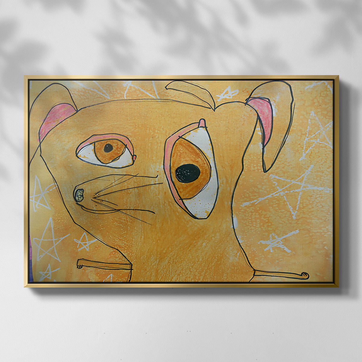 Cubist Dog with Stars (Student Art) - Floater Framed Canvas Print