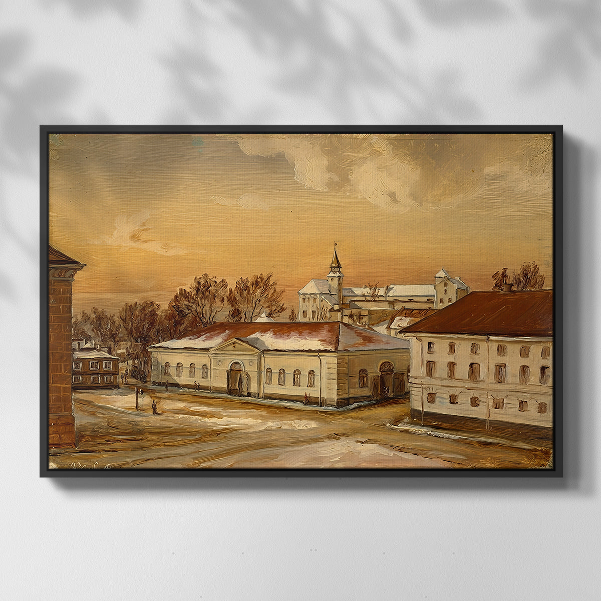 The Riding School at Akershus Castle, 1846 - Floater Framed Canvas Print
