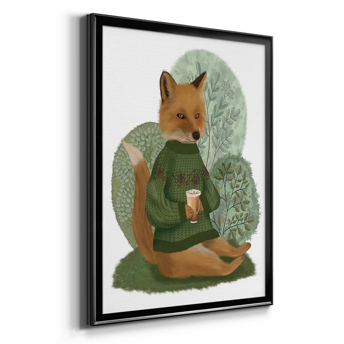 Latte Fox in Sweater - Modern Framed Canvas Print