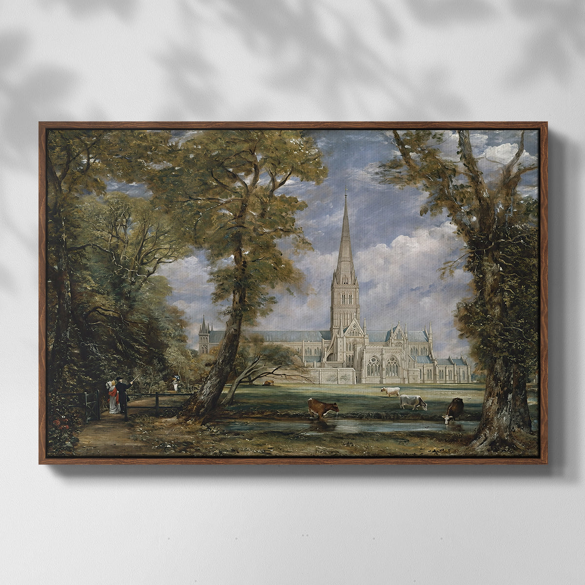 Salisbury Cathedral from the Bishop's Grounds, c. 1825 - Floater Framed Canvas Print
