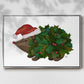 Christmas Holly Hedgehog - Framed Gallery Wrapped Canvas in Floating Frame