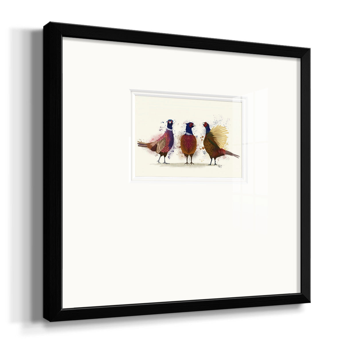 Pheasant Trio Premium Framed Print Double Matboard