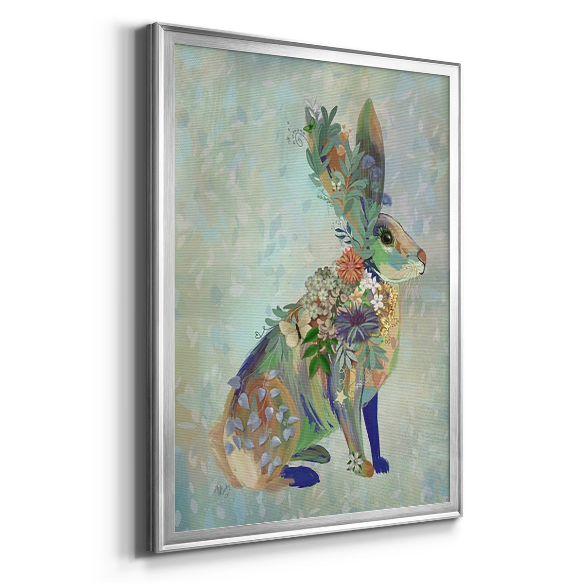 Fantastic Florals Hare, Sitting - Modern Framed Canvas Print