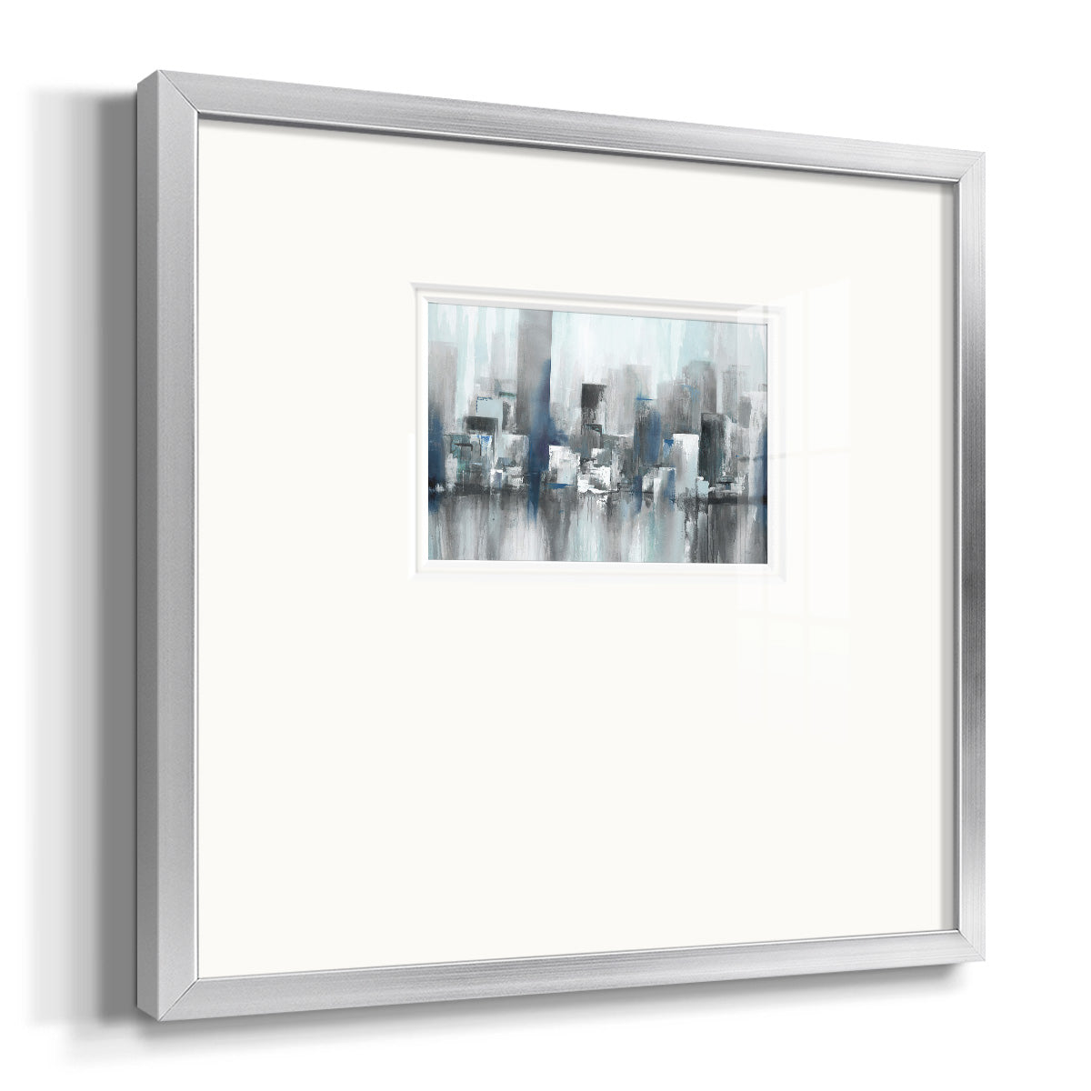 Cityscape in Blues- Premium Framed Print Double Matboard