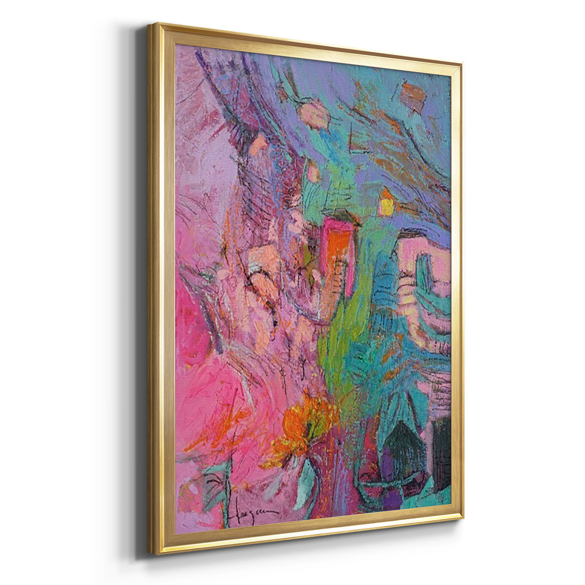 My Pink House - Modern Framed Canvas Print
