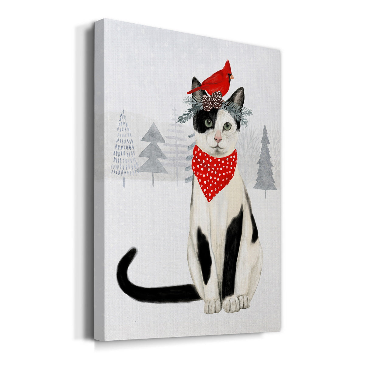 Christmas Cats & Dogs VI Premium Gallery Wrapped Canvas - Ready to Hang