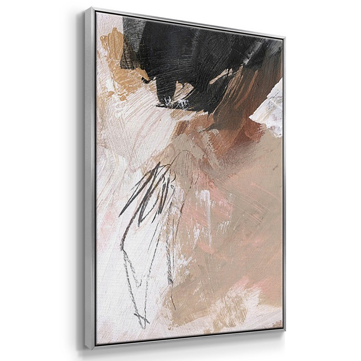 Unbleached Neutrals IV - Framed Premium Gallery Wrapped Canvas L Frame 3 Piece Set - Ready to Hang