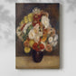 Canvas art print of a floral arrangement with textured petals and soft brushwork with a soft shadow on a white background.