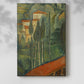 Canvas art print of a vivid landscape with angular shapes and strong contrasting tones with a soft shadow on a white background.