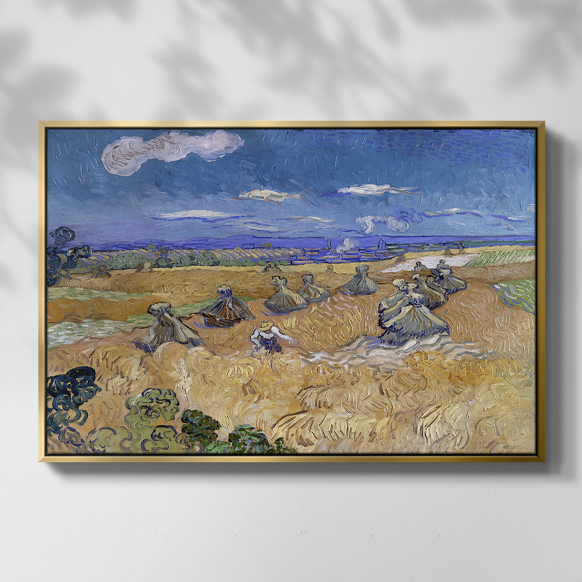 Wheat Field with Reaper, Auvers, 1888 - Floater Framed Canvas Print