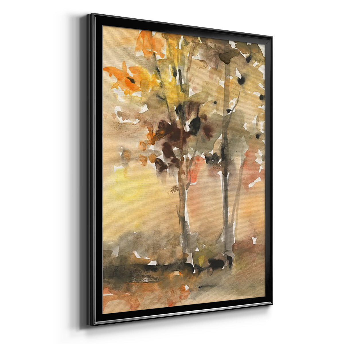 Fall Foliage Watercolor II - Modern Framed Canvas Print