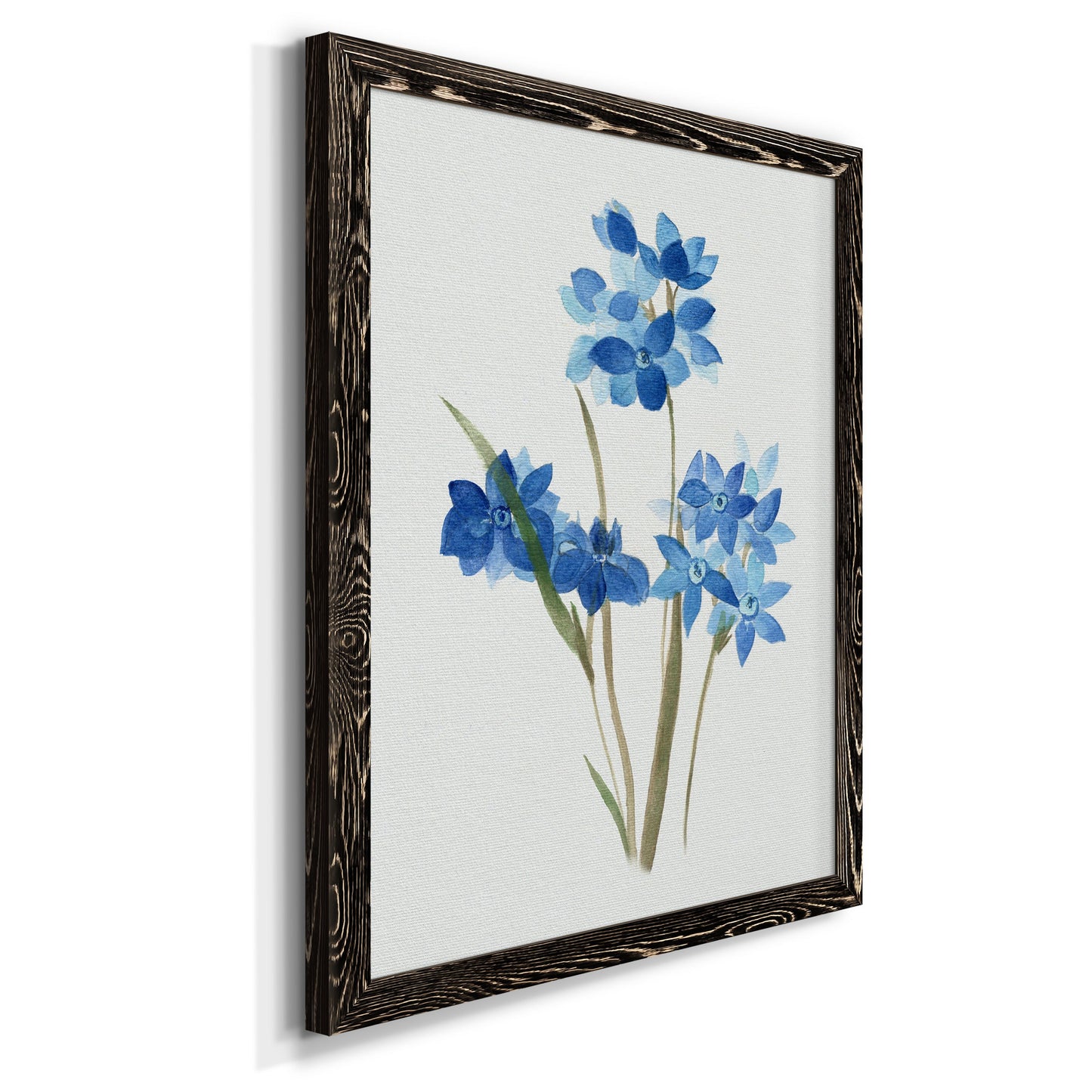 Blue Blossom Botanical I - Premium Canvas Framed in Barnwood - Ready to Hang