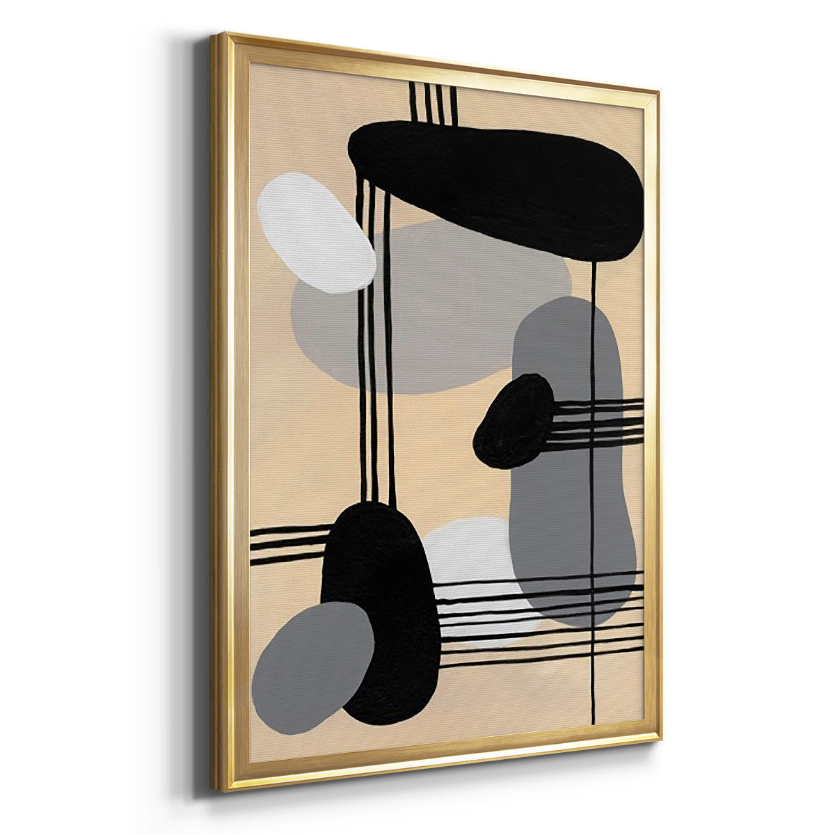 Interconnected Shapes II - Modern Framed Canvas Print