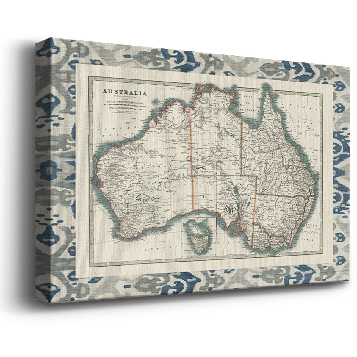 Bordered Map of Australia Premium Gallery Wrapped Canvas - Ready to Hang