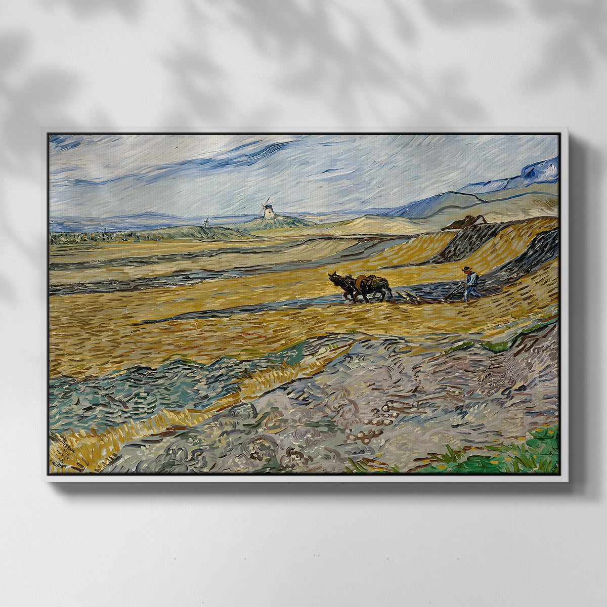 Enclosed Field with Ploughman, 1889 - Floater Framed Canvas Print