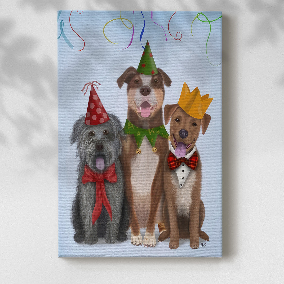 Christmas Party Mutts - Gallery Wrapped Canvas