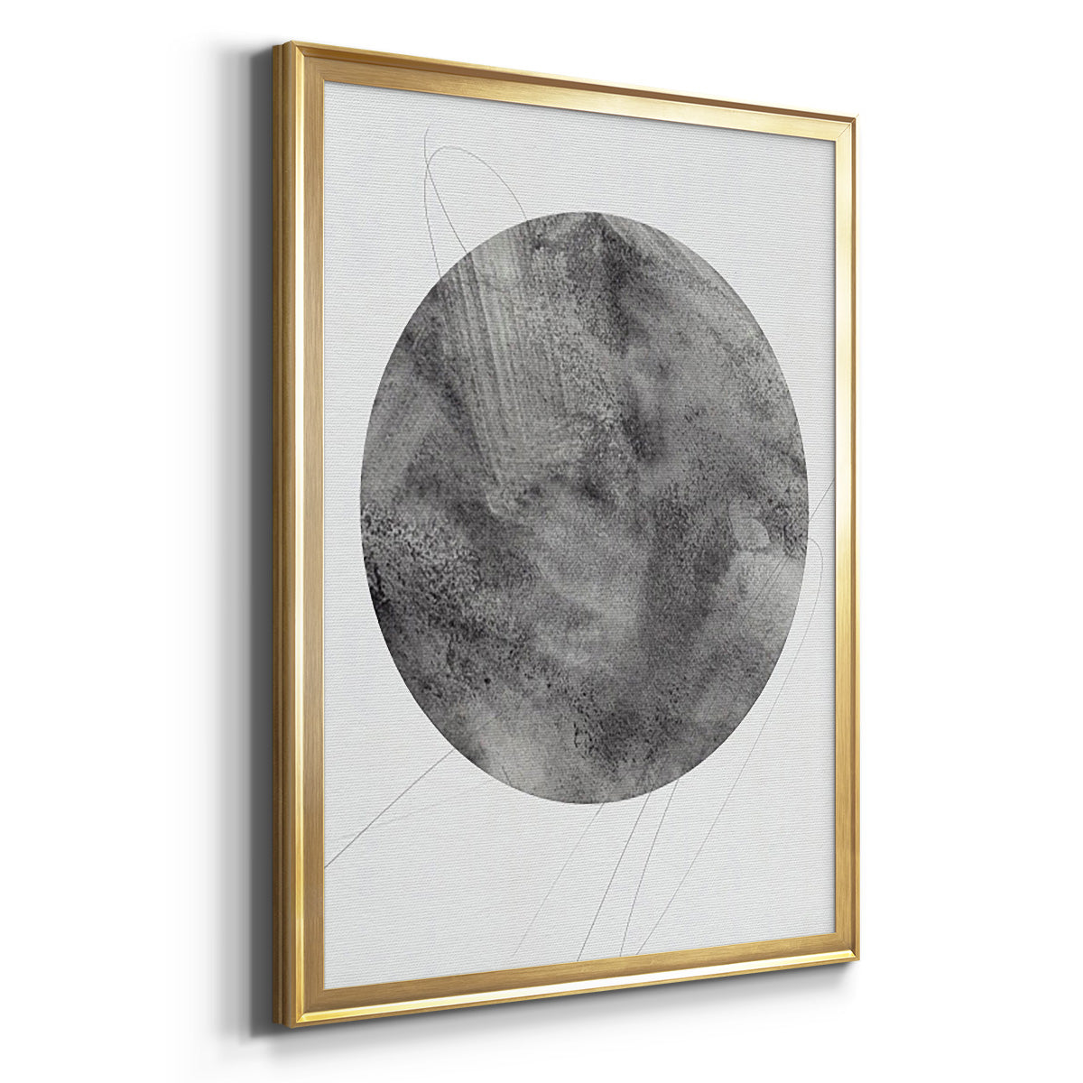 Graphite Moon II - Modern Framed Canvas Print