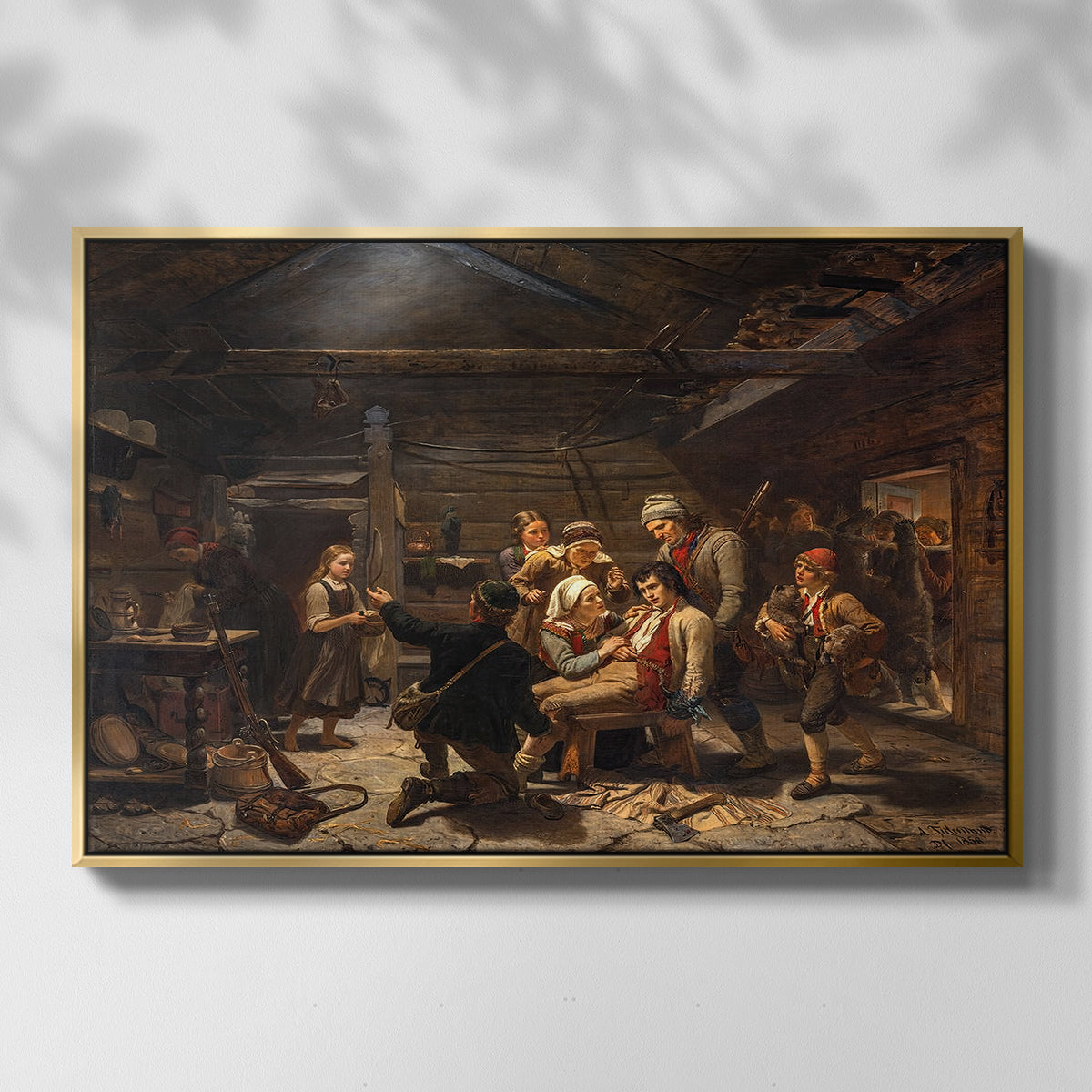 The Return of the Bear Hunter, 1856 - Floater Framed Canvas Print