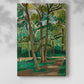 Canvas art print of a stylized outdoor scene with bold color and simple forms with a soft shadow on a white background.