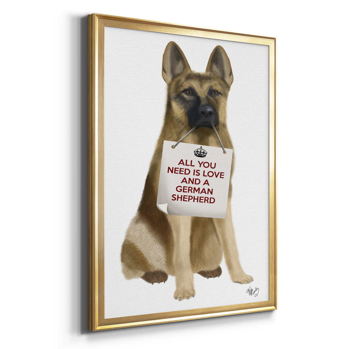 Love and German Shepherd - Modern Framed Canvas Print