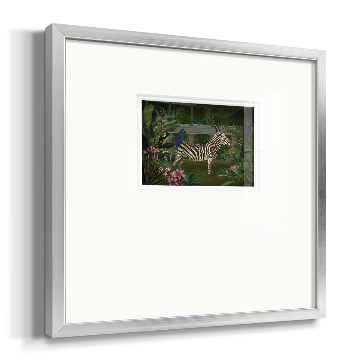 Zebra In Conservatory Premium Framed Print Double Matboard