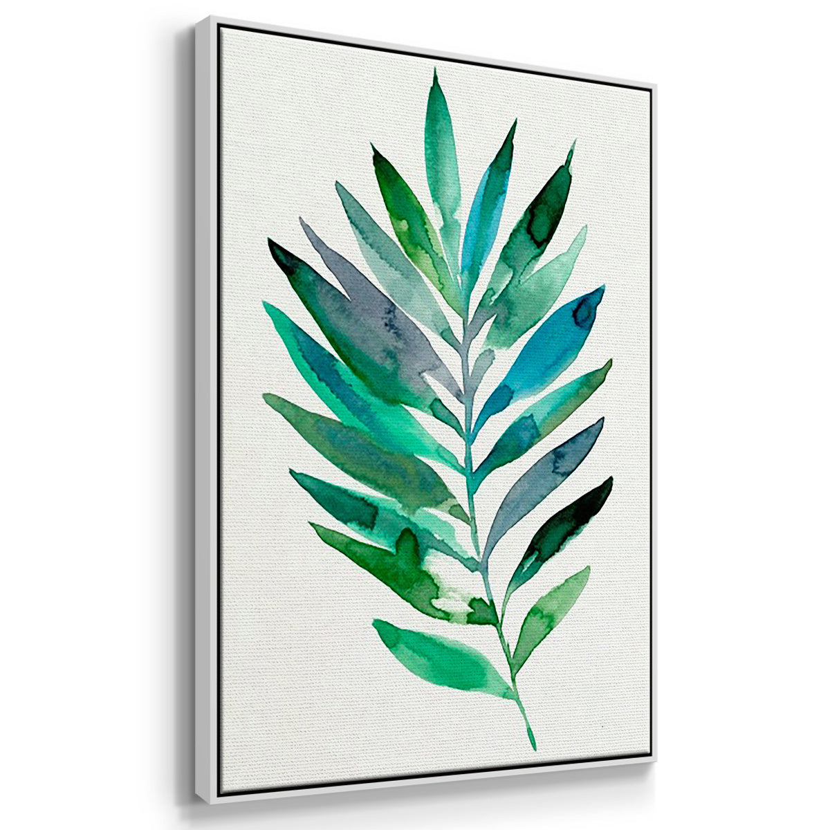 Palm Frond Flow I - Framed Premium Gallery Wrapped Canvas L Frame 3 Piece Set - Ready to Hang