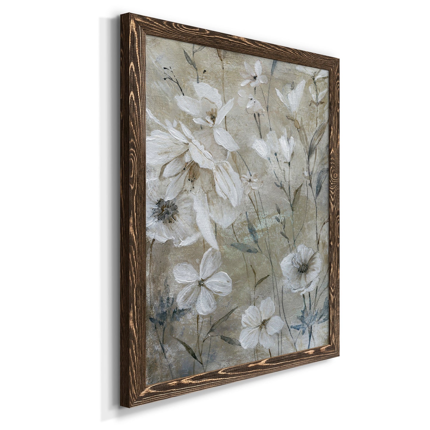 Wildflower Whites - Premium Canvas Framed in Barnwood - Ready to Hang