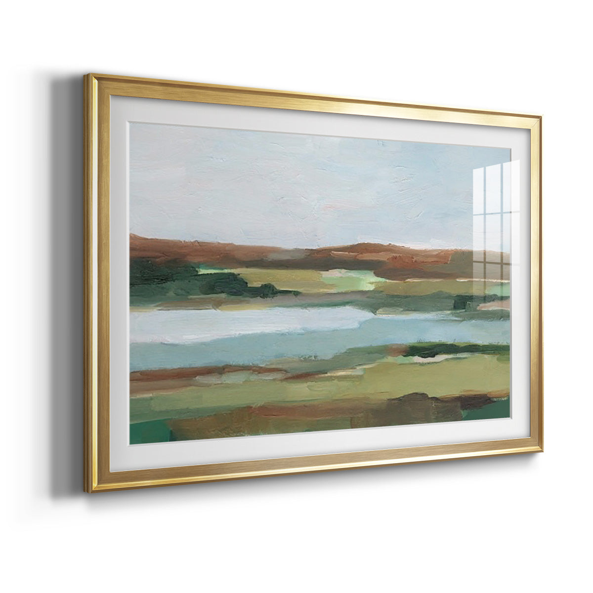 Autumn River Crossing II - Modern Framed Art Print