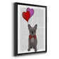 French Bulldog and Balloons - Modern Framed Canvas Print