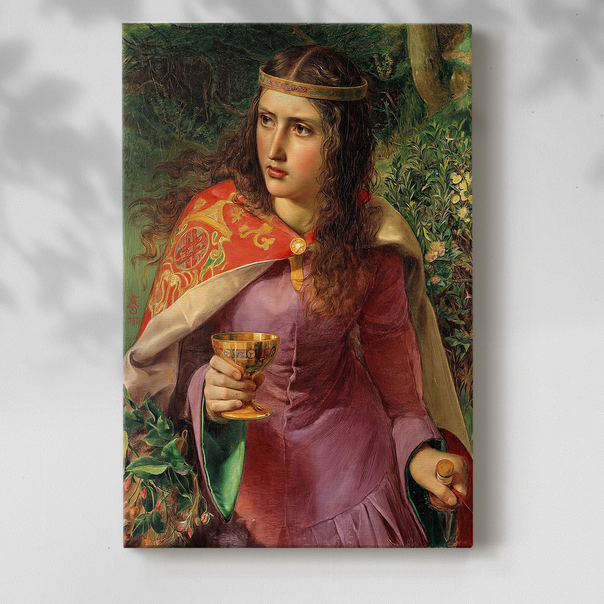 Canvas art print of a regal figure with detailed garments and strong presence with a soft shadow on a white background.