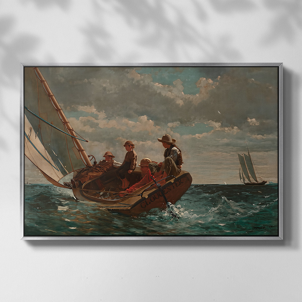 Breezing Up (A Fair Wind), 1873-1876 - Floater Framed Canvas Print