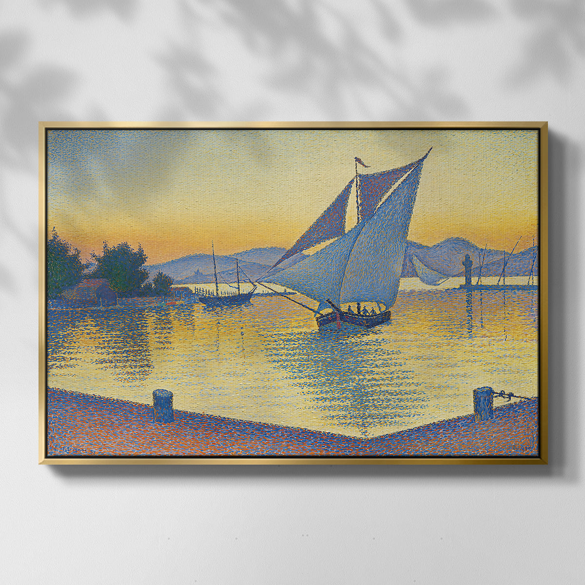 The Port at Sunset, Opus 236, Saint Tropez, 1892 - Floater Framed Canvas Print