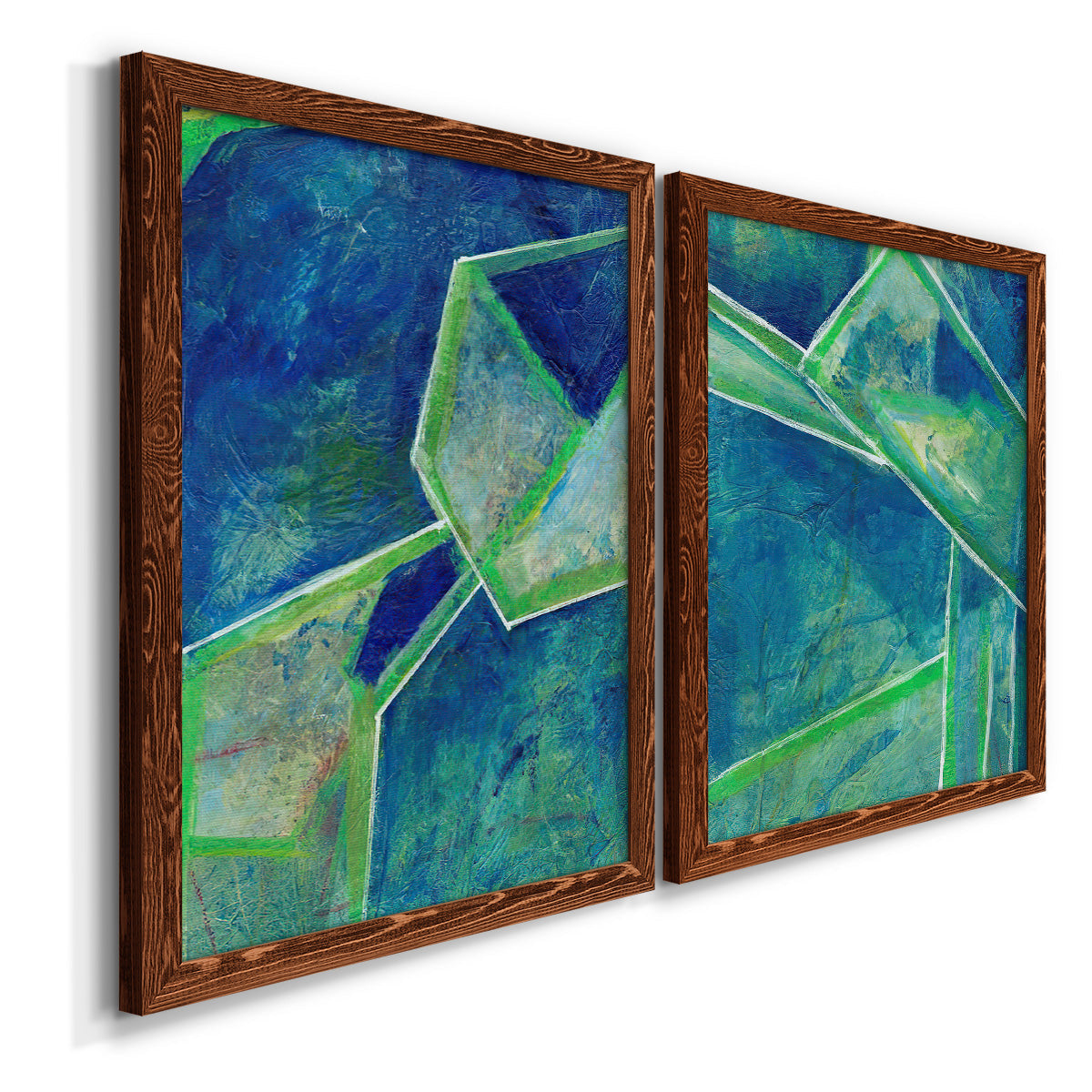 Geometric in Cool III - Premium Framed Canvas 2 Piece Set - Ready to Hang