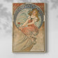 Canvas art print of a stylized figure with artistic symbolism and flowing lines with a soft shadow on a white background.