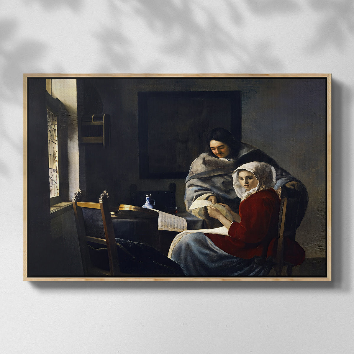 Girl Interrupted at Her Music, c. 1658-1659 - Floater Framed Canvas Print