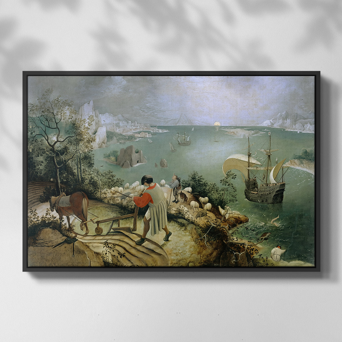 Landscape with the Fall of Icarus, c. 1560 - Floater Framed Canvas Print