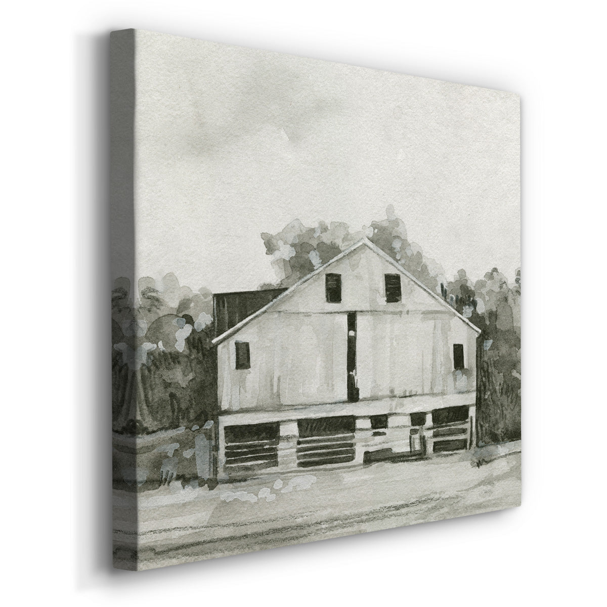 Solemn Barn Sketch I-Premium Gallery Wrapped Canvas - Ready to Hang