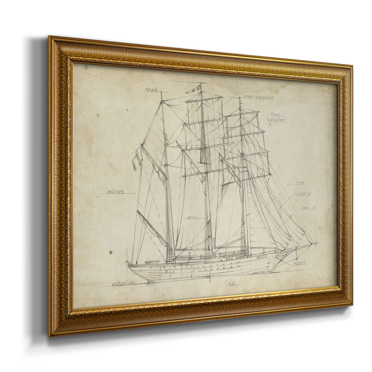 Sailboat Blueprint I Premium Framed Canvas- Ready to Hang