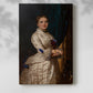 Canvas art print of a traditional portrait with soft light and minimal background with a soft shadow on a white background.