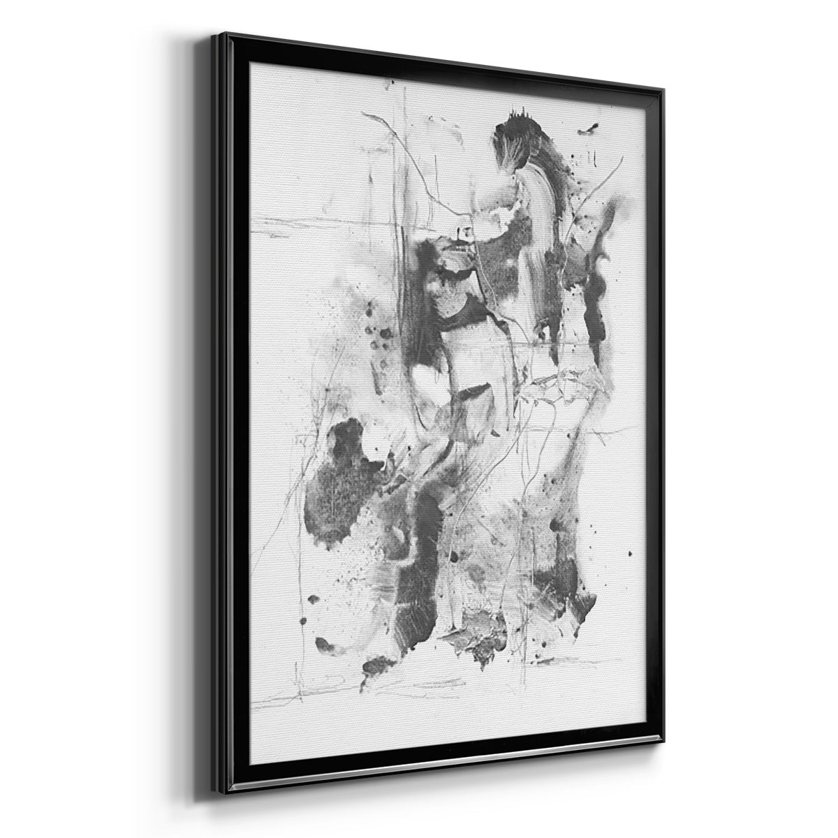 Graphite Abstract I - Modern Framed Canvas Print