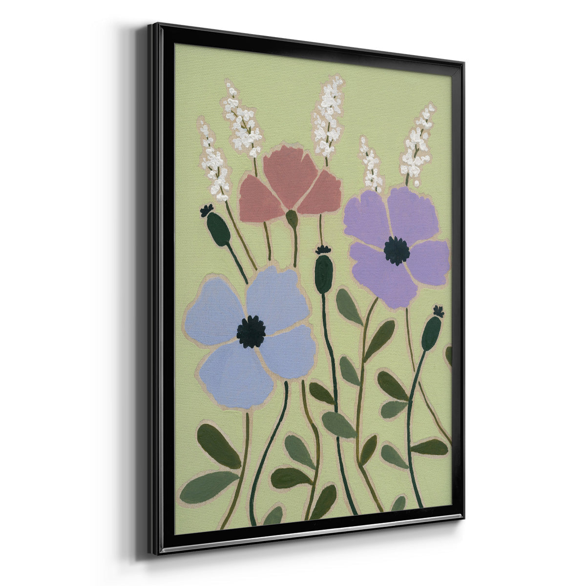 Woodblock Floral III - Modern Framed Canvas Print