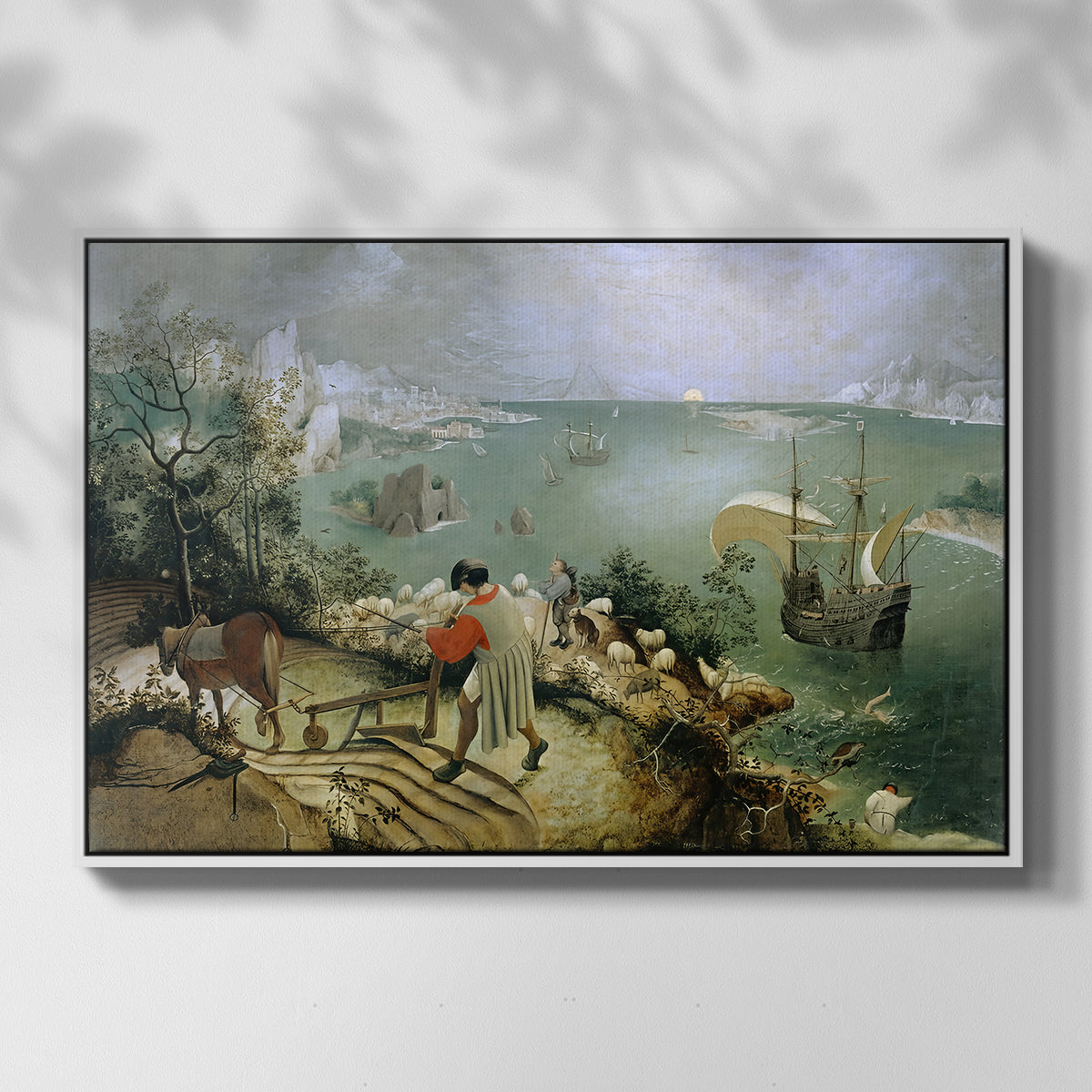 Landscape with the Fall of Icarus, c. 1560 - Floater Framed Canvas Print