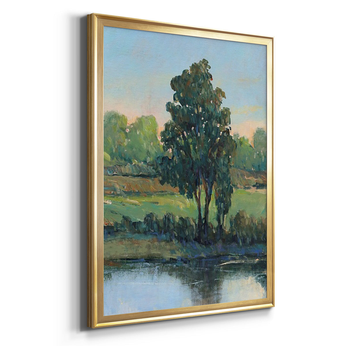 Tree by the Riverbank I - Modern Framed Canvas Print