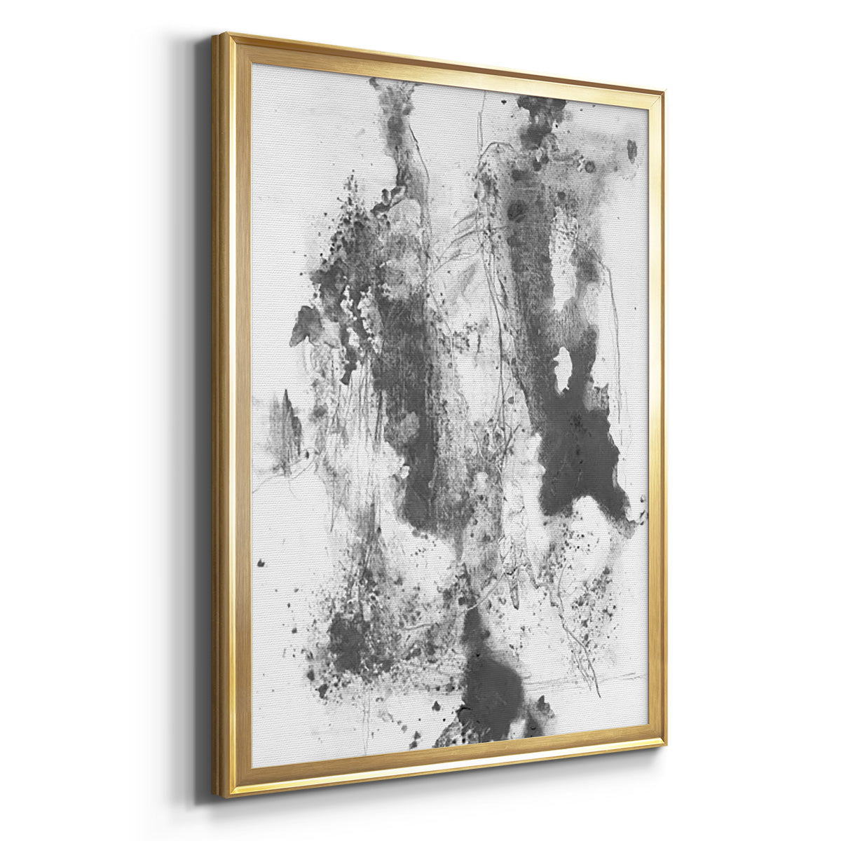 Graphite Abstract III - Modern Framed Canvas Print